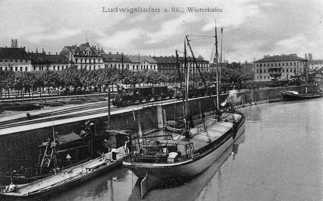 Postkarte Winterhafen, vermutlich um 1900.