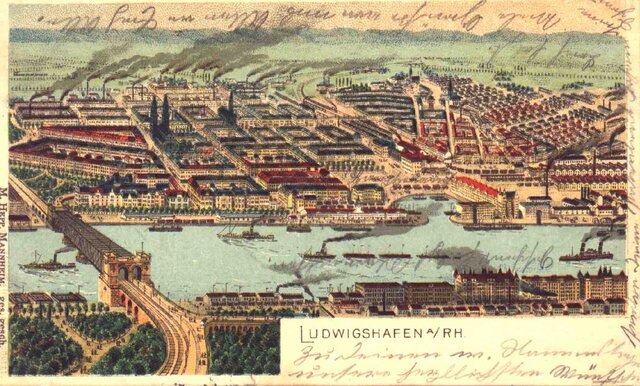 Gesamtansicht von Mannheim aus mit Rheinbrücke._MH